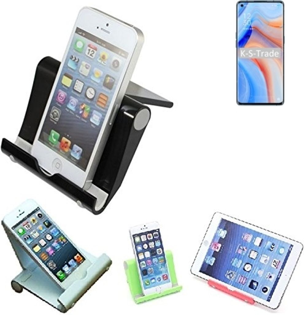 K-S-Trade Handy-Ständer kompatibel mit Oppo Reno4 Pro faltbarer Tischständer Smartphone Tablet Halterung Reise