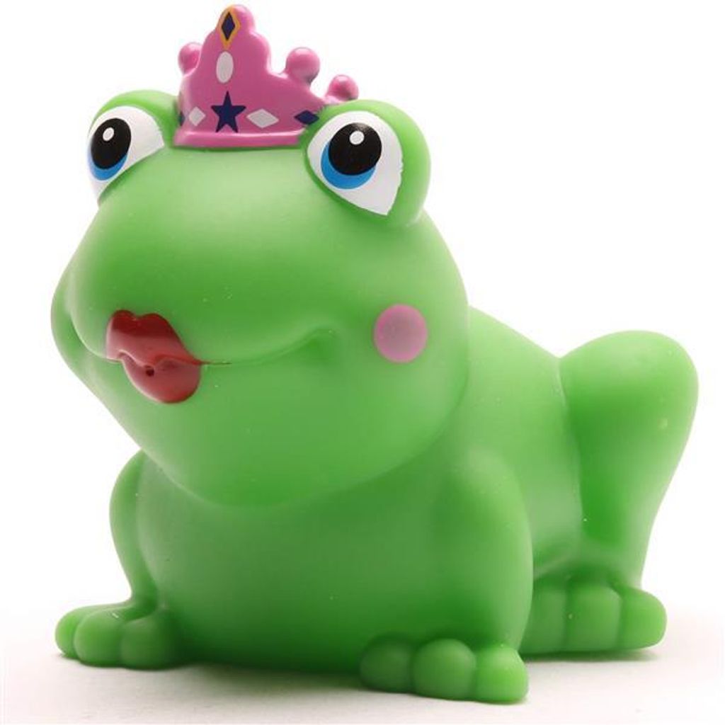 Badetier Froschkönigin mit pinker Krone Vinyl 8 cm