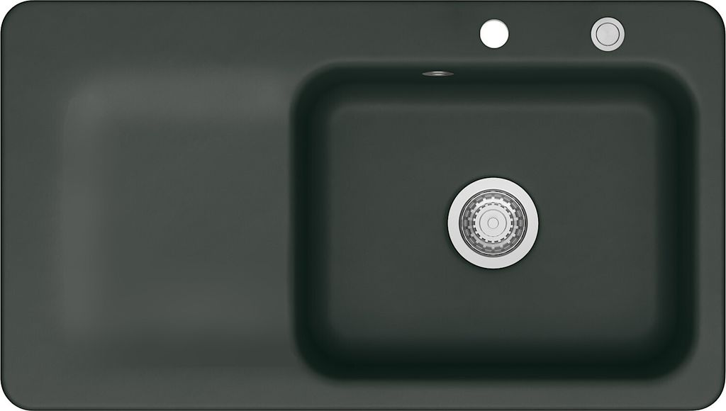 KeraDomo Spüle JUNA 90 in EIBE - Becken rechts mit Excenterbedienung / Systemceram / Keramikspüle