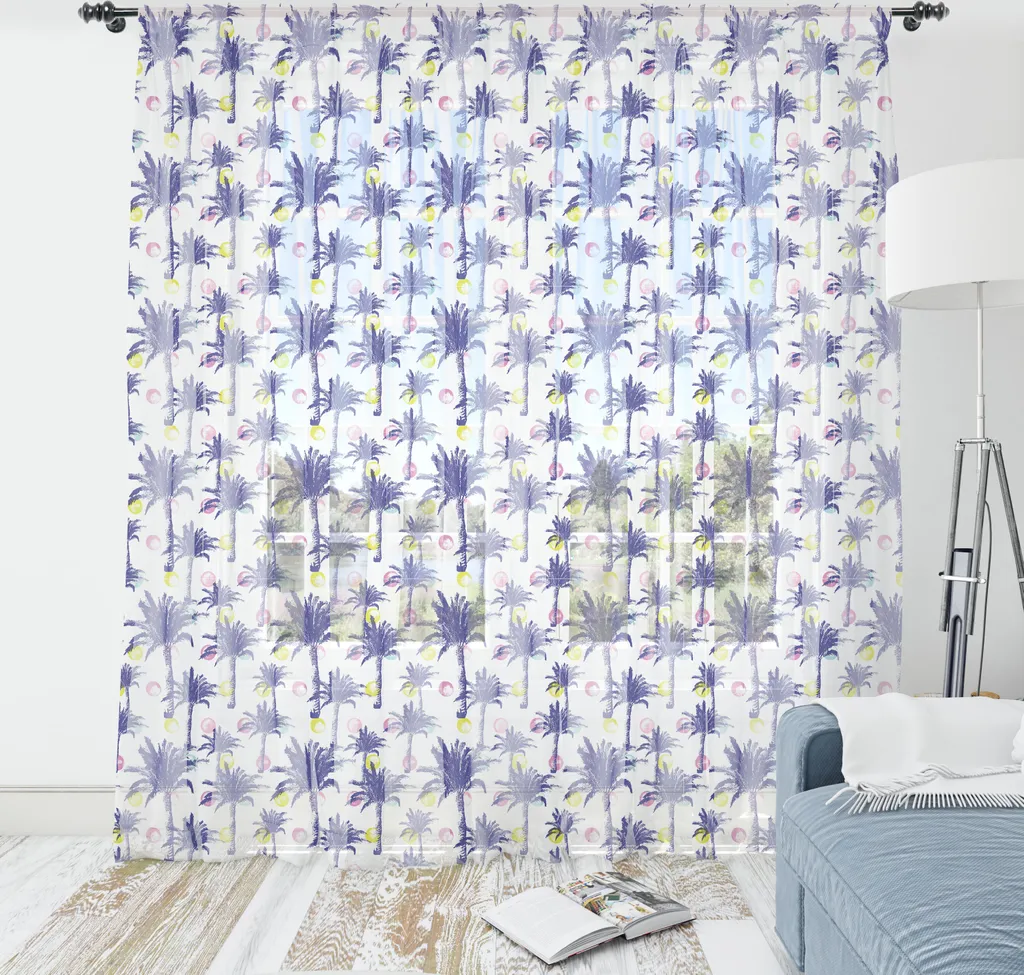 Arazzo ABAKUHAUS Alberi Tropicali 220x274 - Tessuto Satin Lavanda Scuro