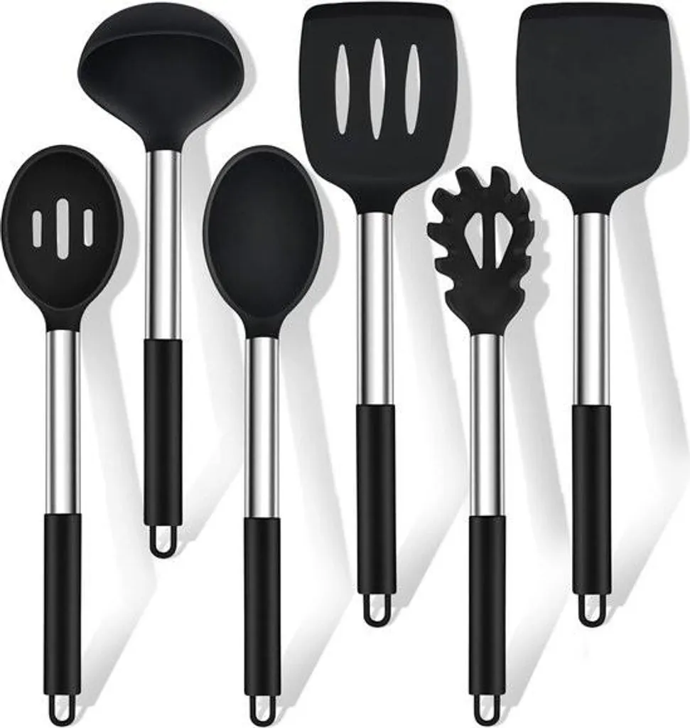 Mestoli Cucina Silicone e Legno 6 Pezzi | Lavabili e Antigraffio