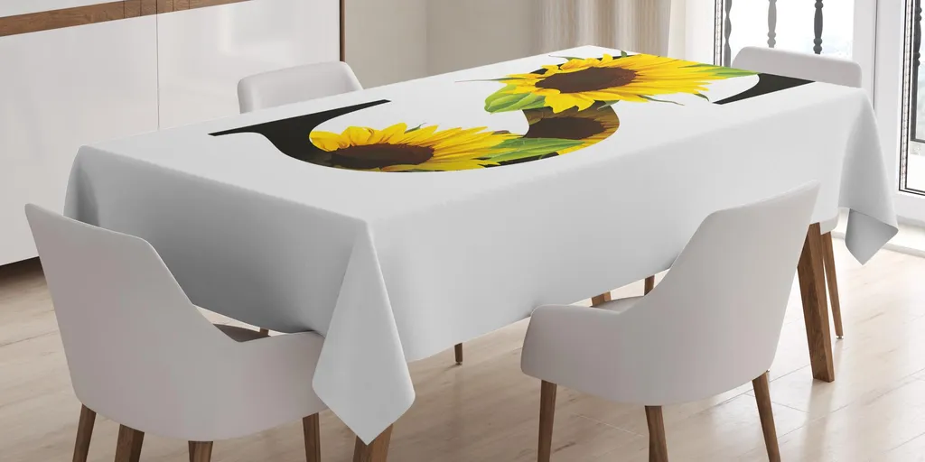ABAKUHAUS Tovaglia Rettangolare Girasoli 140x200 Cm: Poliestere Setoso, Impermeabile E Antimacchia, Marrone Giallo Verde