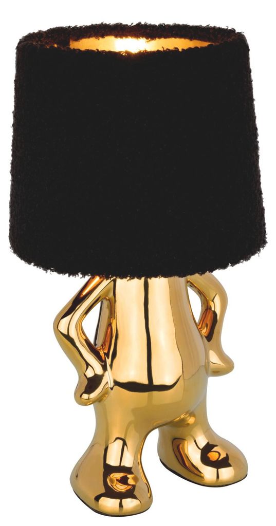Elegante Tischleuchte 28 cm hoch aus Keramik Gold für E14 Leuchtmittel max. 40W