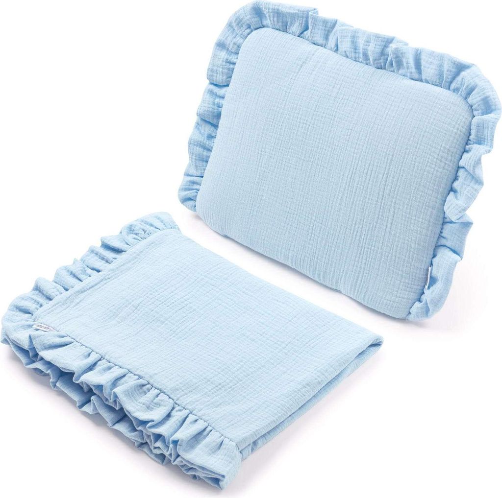 Musselin Kinderwagen Set – Blue