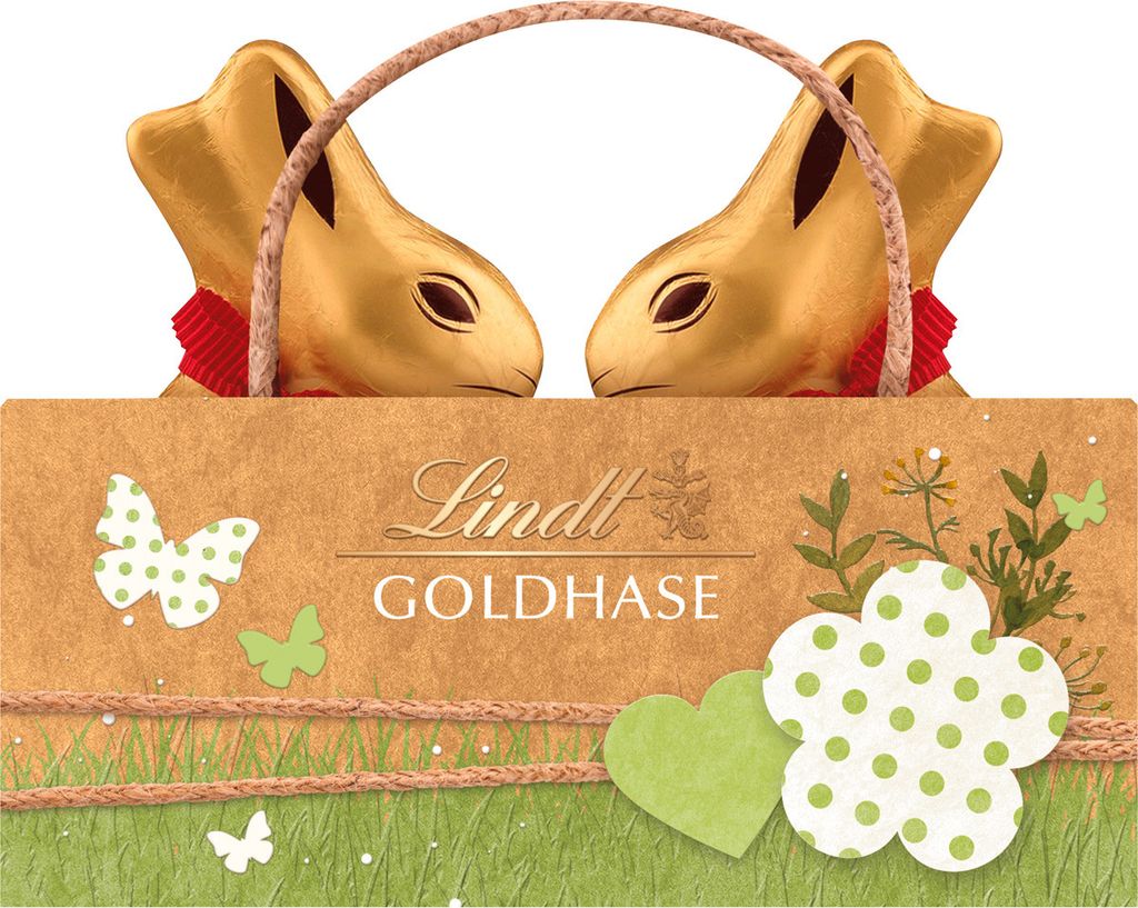 Lindt Natur Edition Tasche Goldhase mit dem Glöckchen um den Hals 100g