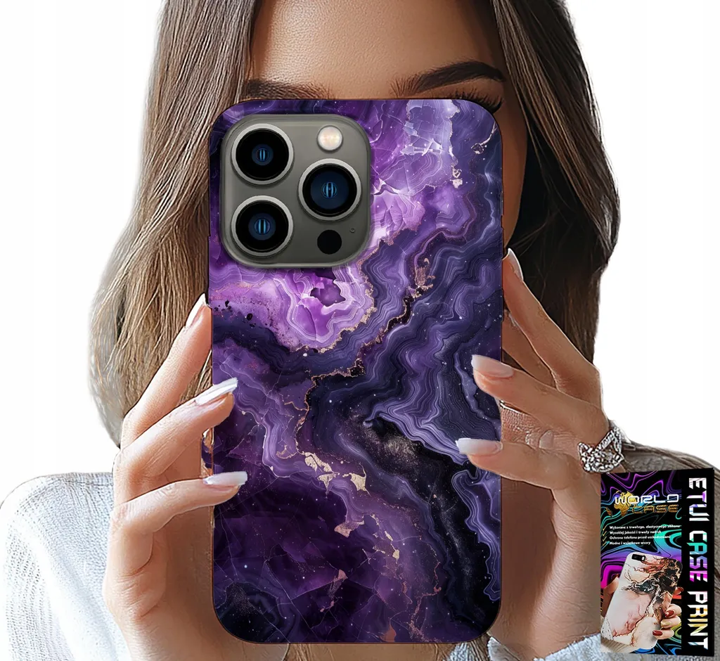 Custodia Per Iphone 14 Pro Max - Marmo Viola Moda Donna + Vetro