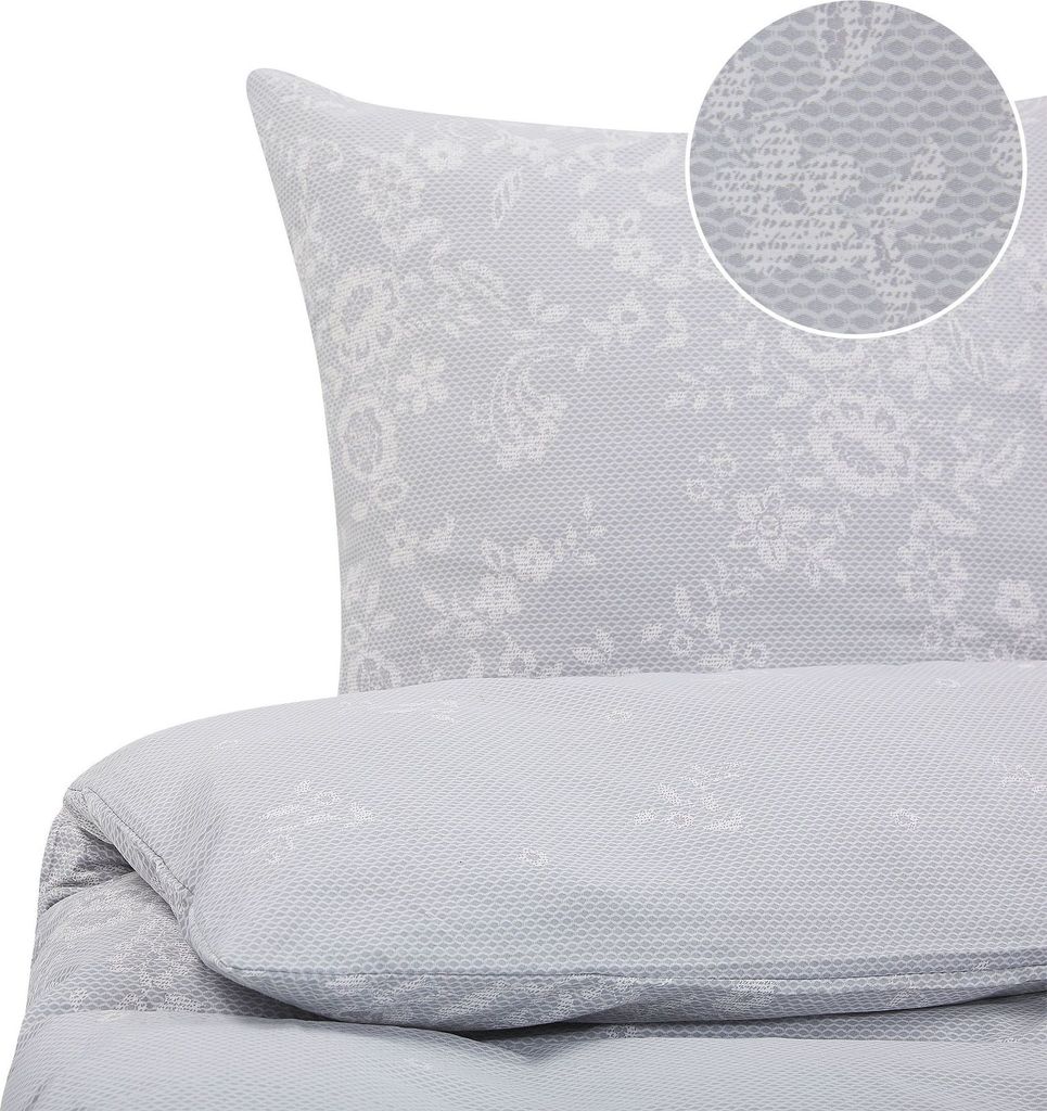BELIANI Povlečení šedá a bílá bavlna 200 x 220 cm s Obrázek produktu 