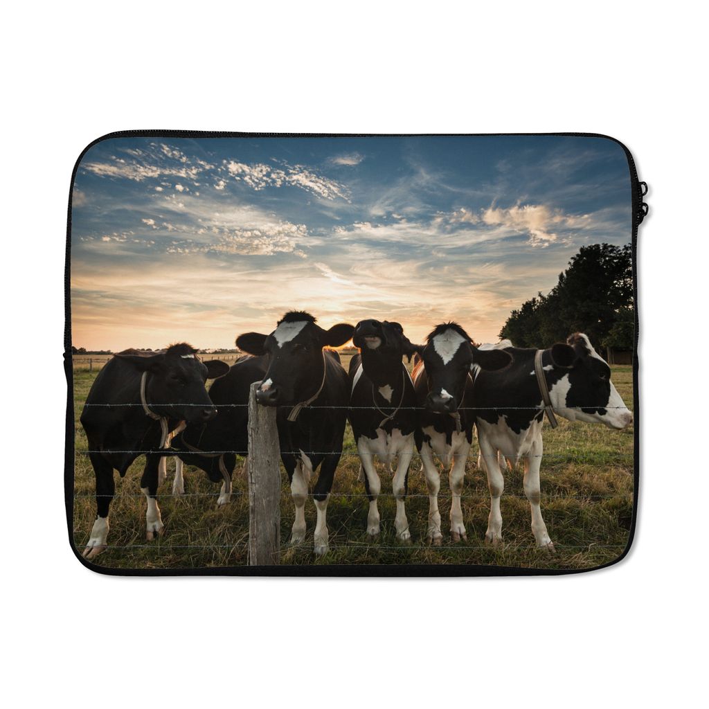 MuchoWow Laptop Hülle 17 Zoll Laptoptasche Kühe - Tiere - Bauernhof - Zipper - Schutzabdeckung