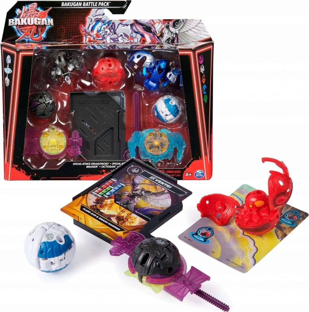Bakugan 3.0 Battle Pack mit 5 Bllen (2 Special Attack Dragonoid & Ventri und drei Core Balls Bruiser, Octogan, Trox), Spielset, 6 Jahr(e)
