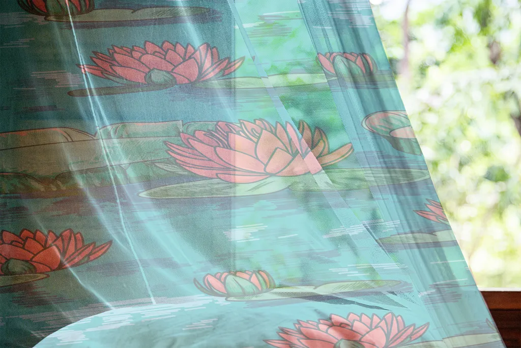 Tenture murale fleur de lotus et nénuphar motif asiatique en satin