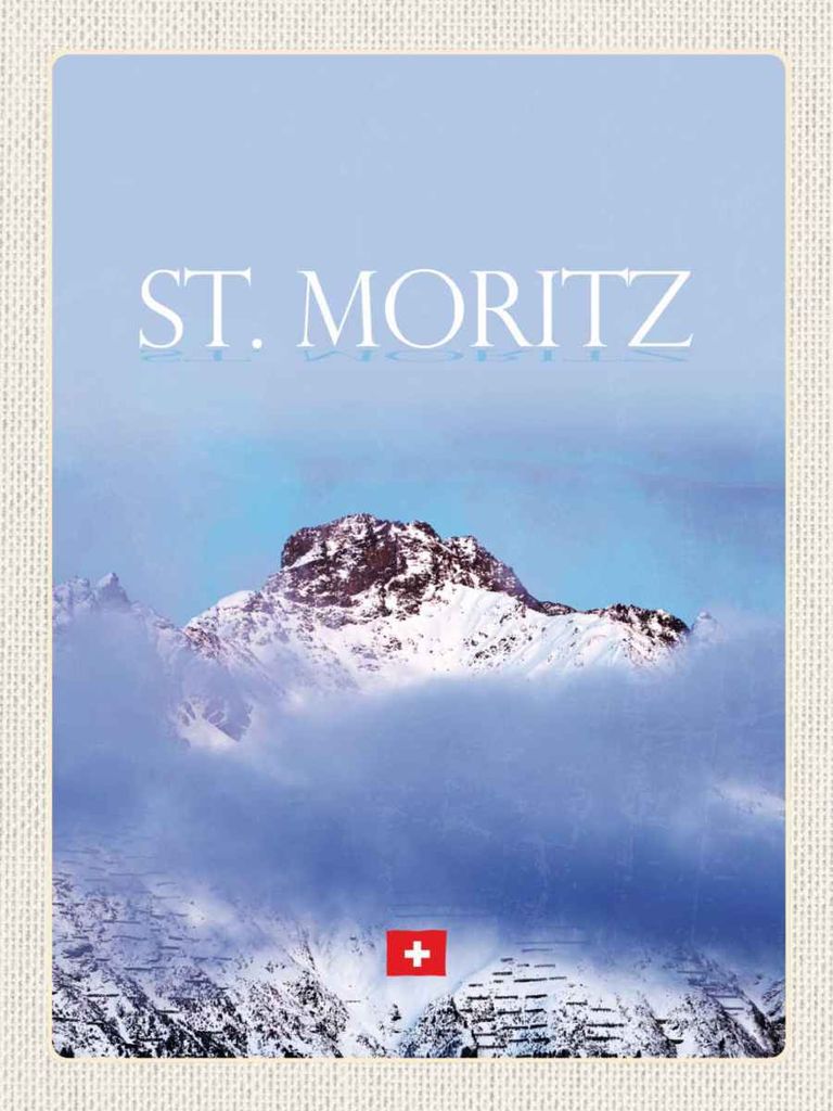 vianmo Holzschild 40x30 cm St. Moritz Aussicht auf Berg Spitze Bildmotiv Reisemotiv Europa