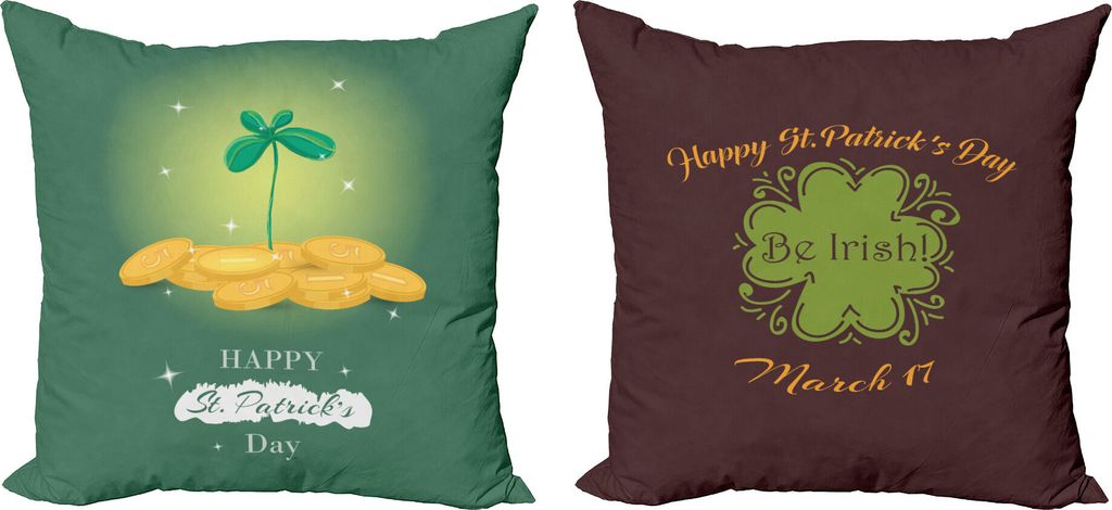 ABAKUHAUS St Patrick Tag Dekokissen Kissenbezug 2er Pack, Irisch 17. März, Modern Accent Doppelseitiger Digitaldruck, 45 x 45 cm, Chestnut Brown u...