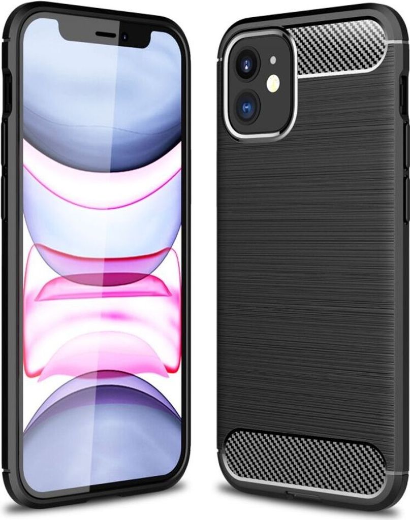 Schutzhülle Handyhülle für Apple iPhone 12 Mini Case Cover Carbon Optik Schwarz
