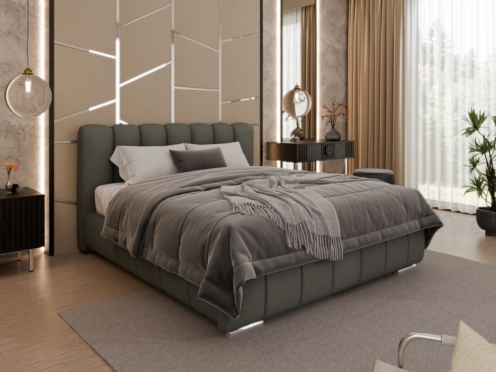 Polsterbett „ZAIRA“ – Modernes Design, viele Farben & Größen – mit Matratze ARLAN (7-Zonen, Kokos)