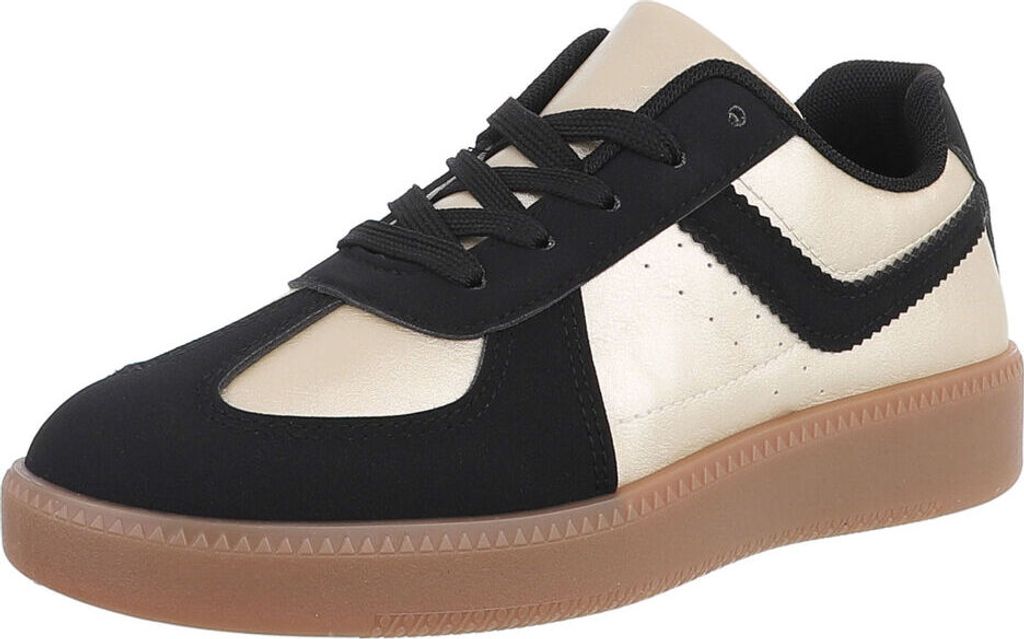 Ital-Design Damen Freizeitschuhe Wildlederoptik, Lederoptik Sneakers Low 88577441 Schwarz Gr. 36