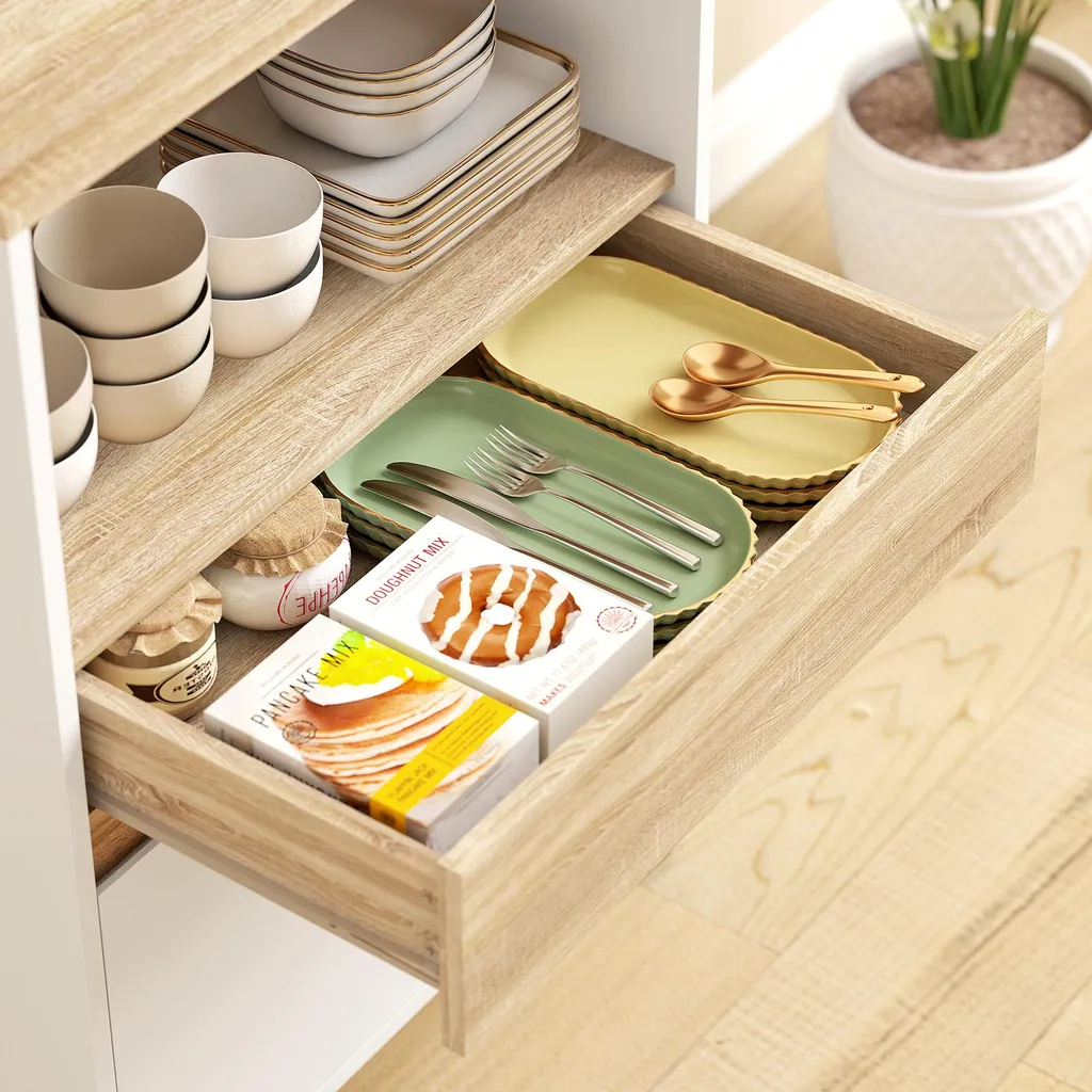 Aménagez votre cuisine avec ce meuble micro-ondes gain de place 60 cm - 7