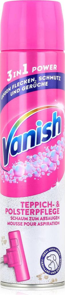 A can of Vanish carpet and upholstery cleaner.