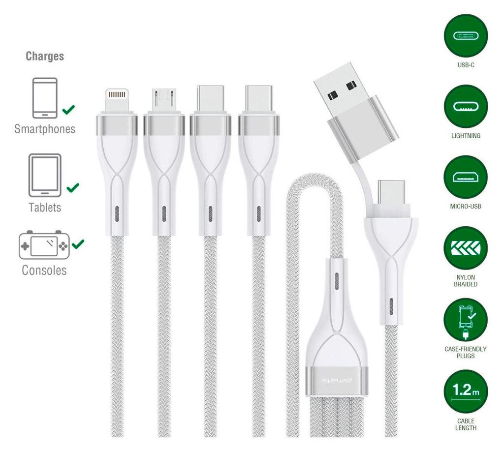 4smarts 541024 Cavo USB da 1,2 m USB A/USB C USB C/Micro Immagine del prodotto 