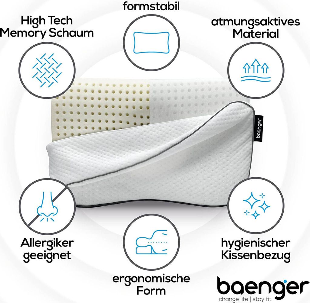 MAGIC SELECT Nackenkissen Halbrund - Memory Schaum Kissen Für Seitenschläfer