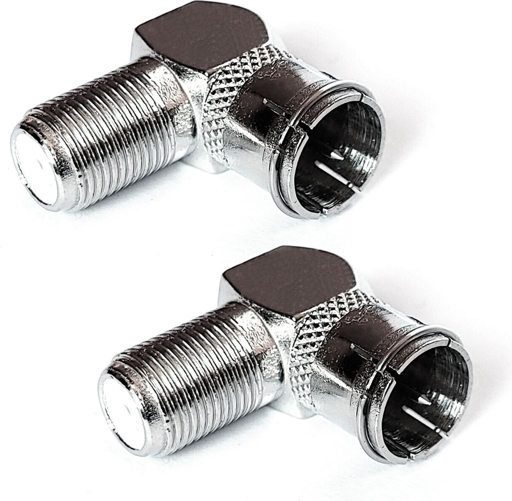 2x Adapter F-Quick-Stecker zu F-Buchse 90° gewinkelt Metall Produktbild 