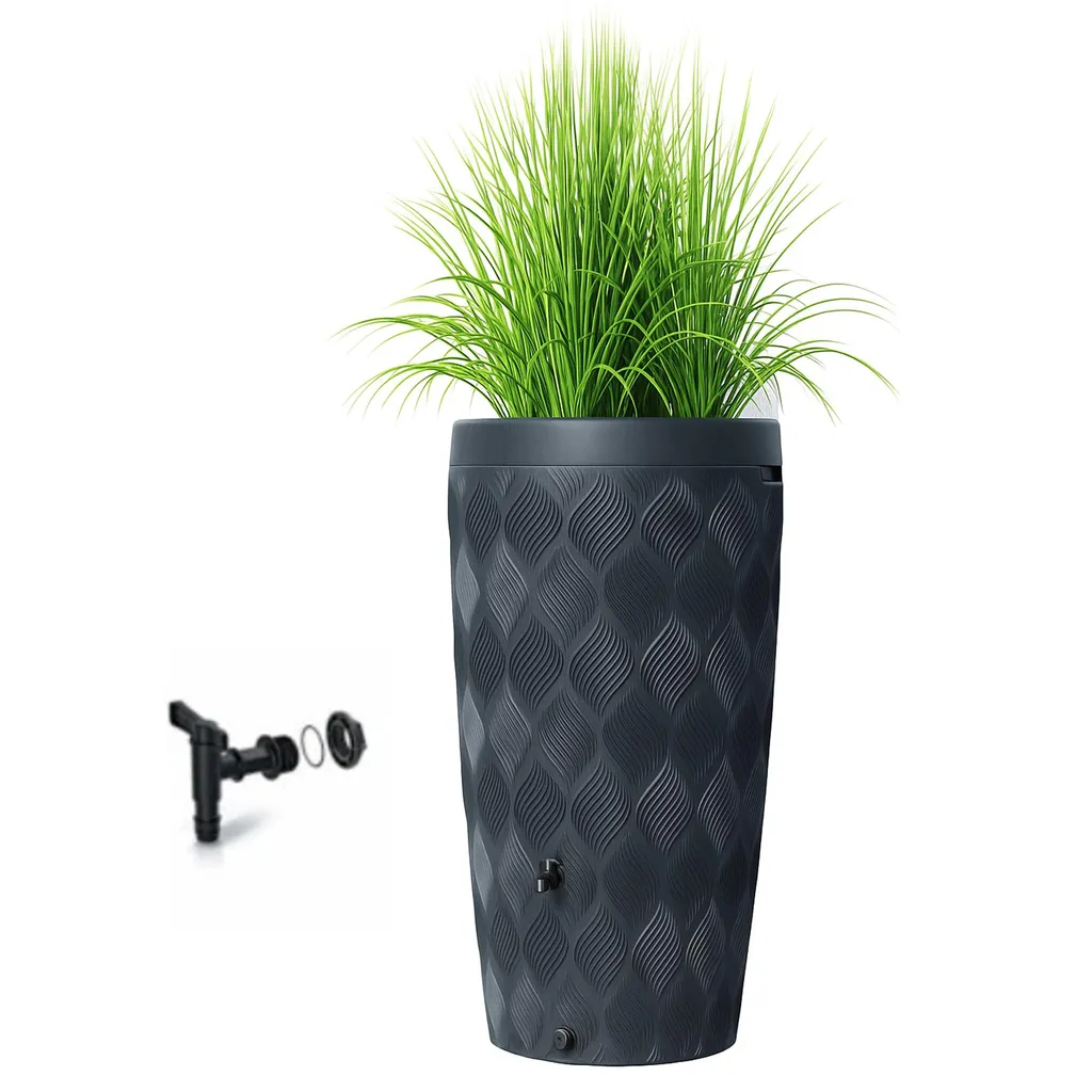 Cuve à eau 240L avec robinet de vidange et jardinière anthracite