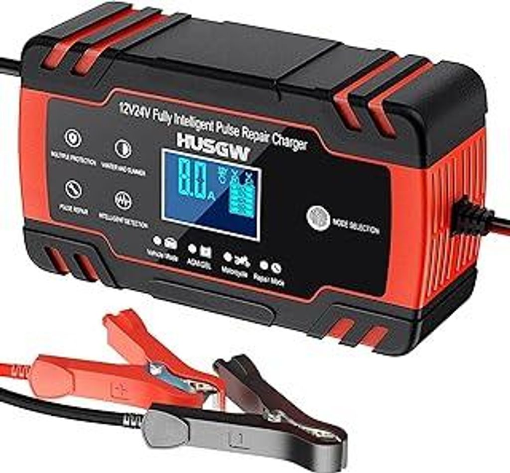 8A Autobatterie Ladegerät 12V/24V, KFZ Batterieladegerät Intelligentes Erhaltungsladegerät mit Temperaturkompensation, Vollautomatisches Motorra...