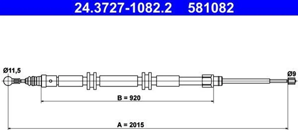 Câble de frein de stationnement pour Renault Kangoo ATE 24.3727-1082.2