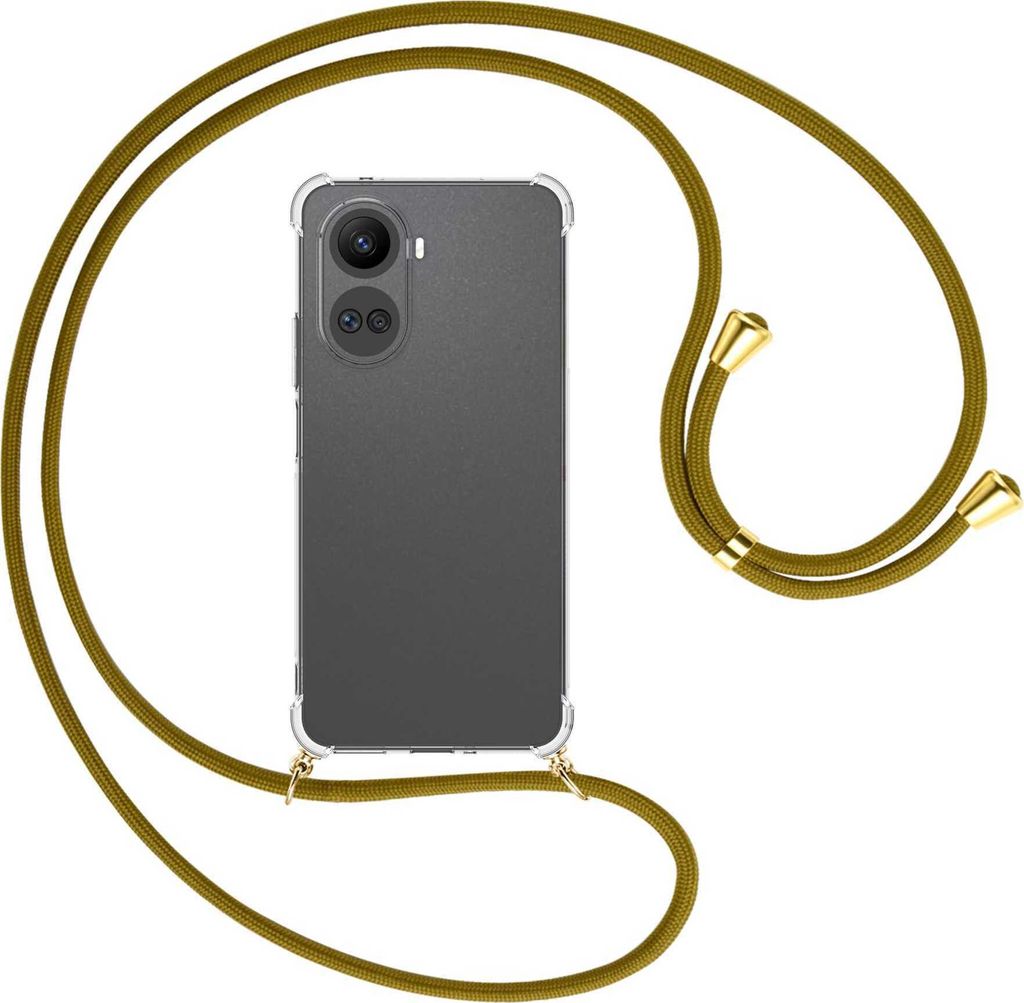 Handykette Backcover-Schutzhülle mit Band (Metall goldfarben) für Huawei nova 10 SE (BNE-LX1,LX3) - khaki