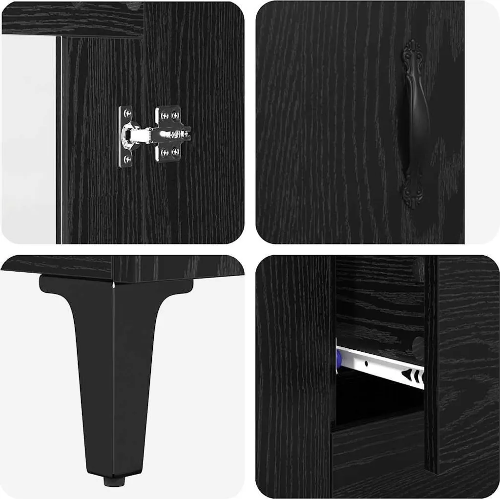 vidaXL Credenza Rovere Nero 69,5x34x90 cm | Mobiletto Salotto Robusto - 8