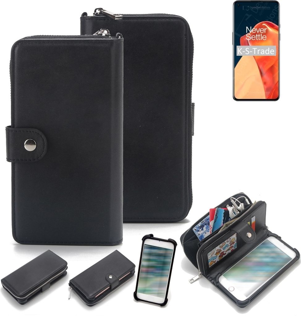 K-S-Trade 2in1 Handyhülle Schutzhülle kompatibel mit OnePlus 9 & Portemonnee Cover Handy Hülle Case Etui Geldbörse Wallet Bookstyle Hülle