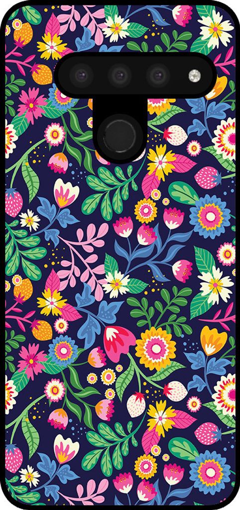 Smartphonica Handytasche Geeignet für LG V50 mit Blumendruck - TPU zurück Abdeckung Fall Blumendesign