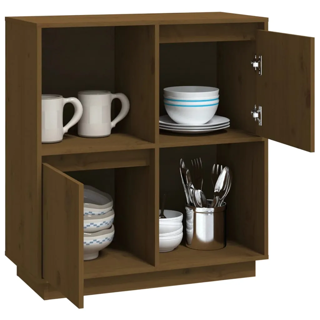 vidaXL Credenza marrone miele 74x35x80 cm in legno di pino massiccio - Credenze - 5