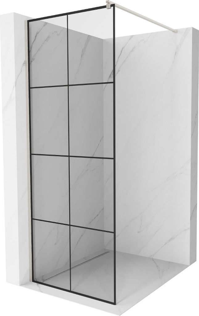 Mexen Kioto Duschwand Walk-in 70 x 200 cm, schwarzes Muster 8 mm, gebürstetes Nickel - 800-070-101-97-77