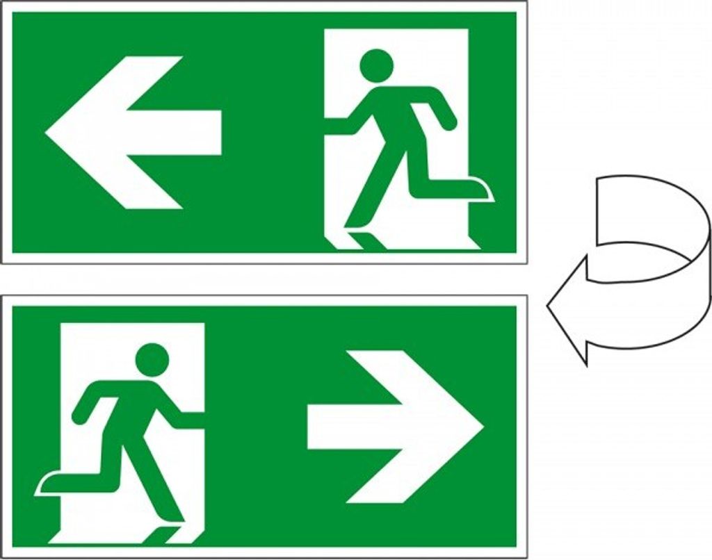 Dreifke Schild I XXL-Rettungszeichen Rettungsweg rechts/links, Pfeil, doppel...