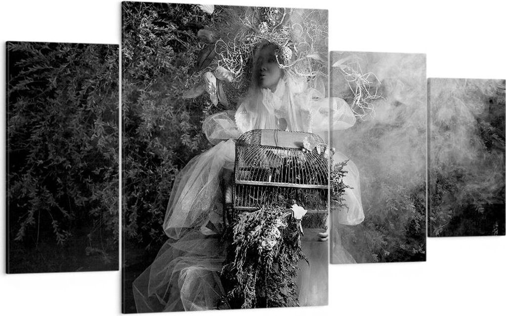 Bild auf Leinwand - Leinwandbild - 4 Teile - Retro Vintage Frau - 160x90cm - Wand Bild - Wanddeko - Wandbilder - Leinwanddruck - Bilder - Wanddekor...