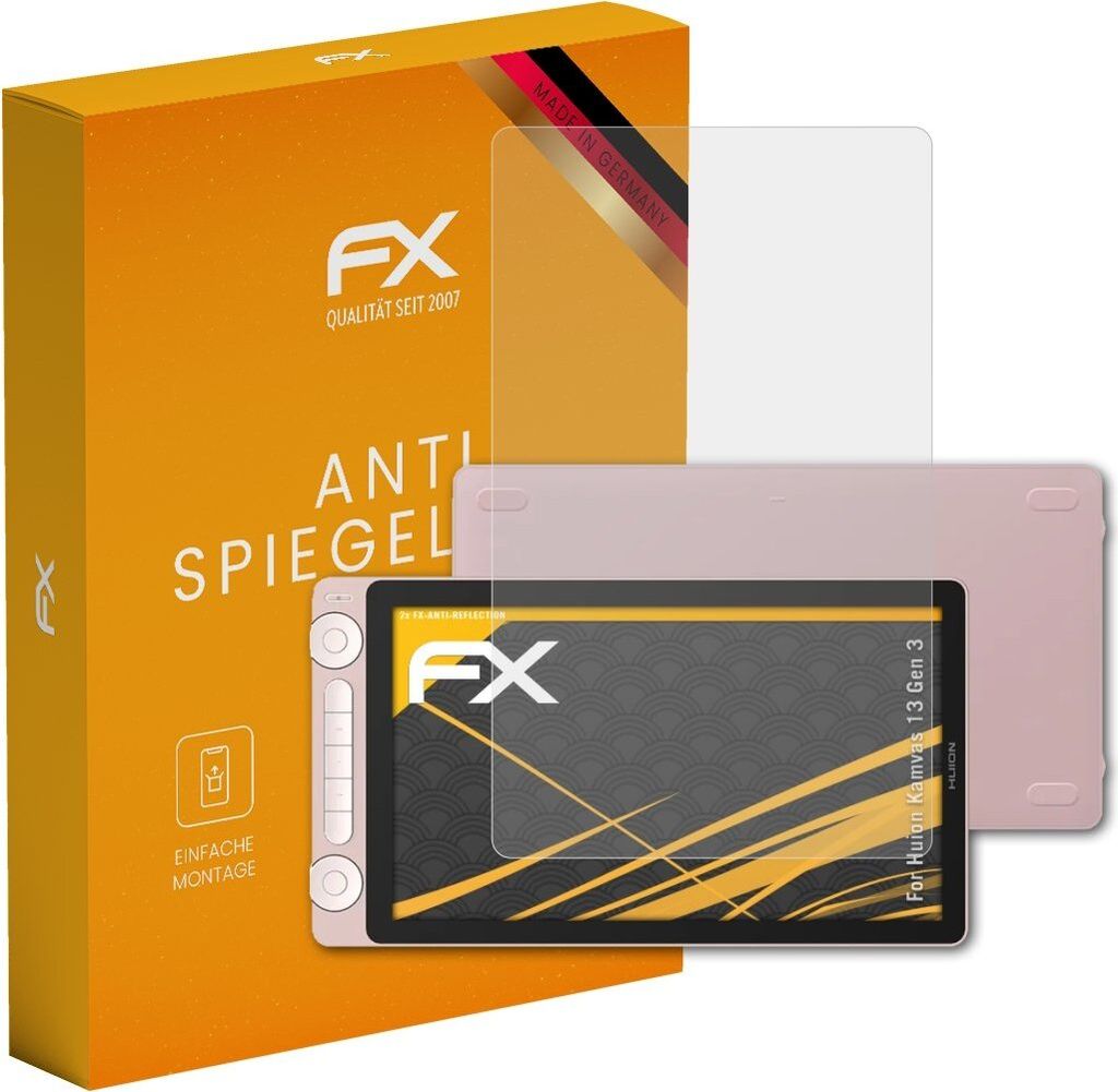 atFoliX FX-Antireflex 2x Schutzfolie kompatibel mit Huion Kamvas 13 (Gen 3) Displayfolie