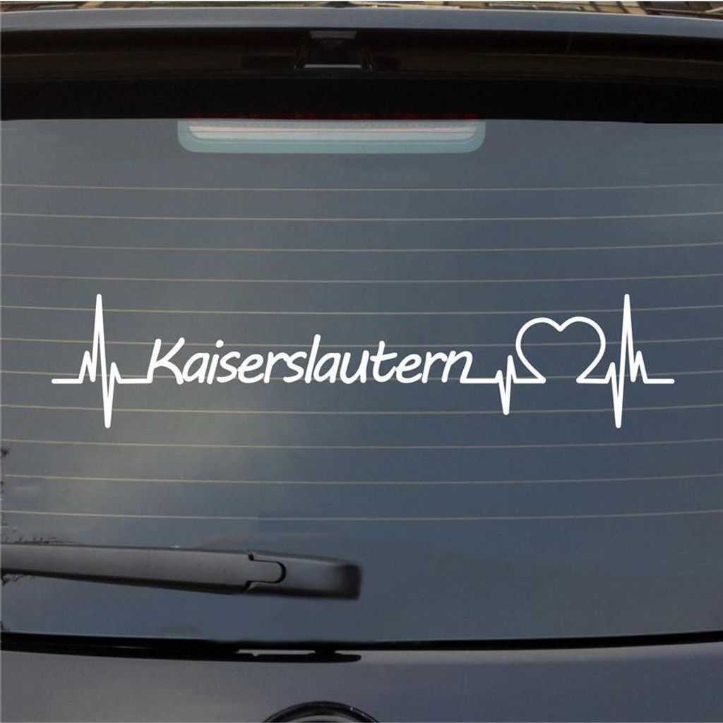 Heckscheibenaufkleber Kaiserslautern Herzschlag Puls Stadt Liebe 55x12 cm Weiss Glanz Auto Aufkleber Sticker