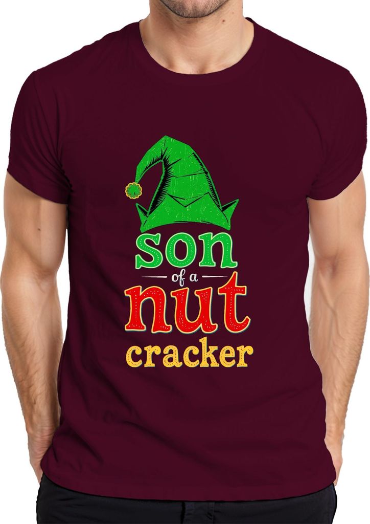Weihnachtswichtel Elf Mütze son of a nutcracker lustig Geschenk Herren T-Shirt, Burgundy, XXL