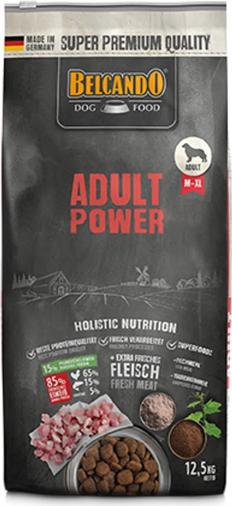 Belcando Adult Power Croquettes Volaille pour Chien Actif - Sac de 12,5 kg