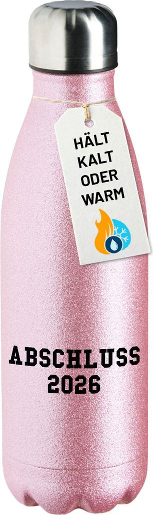 Huuraa Trinkflasche Abschluss 2026 Schulabschluss 500ml Pink Edelstahl Wasserflasche Trinkflasche Geschenkidee
