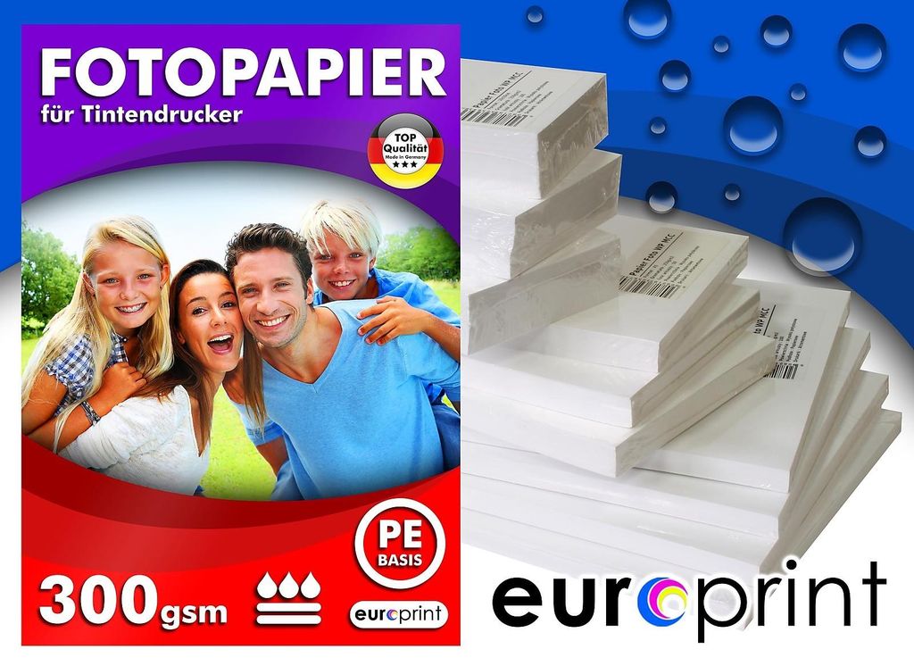 Fotopapier 300gsm 100 Blatt 9x13 Seidenglänzend Mikroporös Rückseite PE Qualität