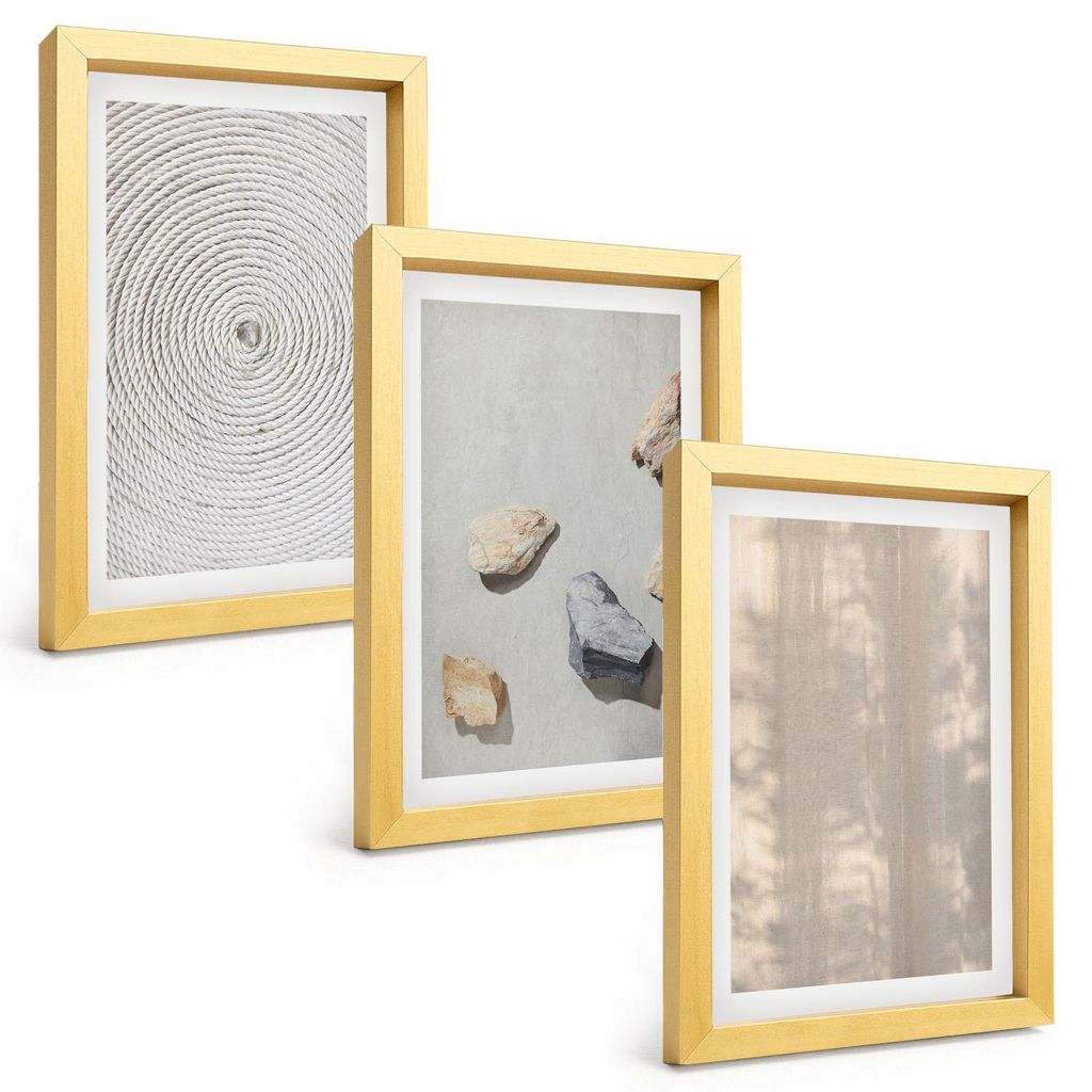 Bilder Set 3-teilig im Goldrahmen Rahmen – Wandbilder 3 Stück – gerahmte Poster für Wohnzimmer, Schlafzimmer und Flur – 20x30 cm – Boho-N...