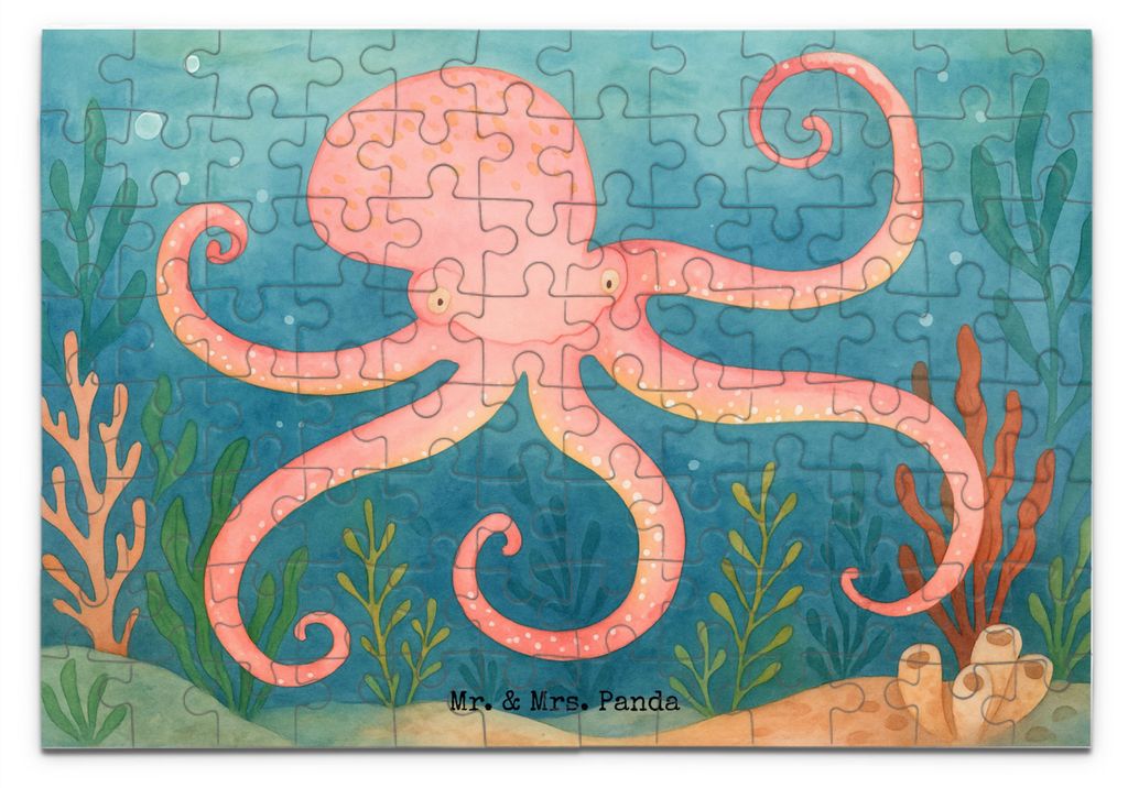 Mr. & Mrs. Panda Puzzle Tintenfisch Design 96 Teile - Weiß - Geschenk, Ozean, Wasser, Lustige Sprüche, 1000, 500, Meer, 2000, Meerestier, 1500, G...