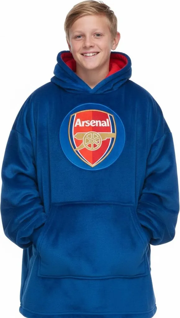 Sweat à Capuche Géant Arsenal FC : Idéal pour Soirées Canapé Enfant 6-10 Ans