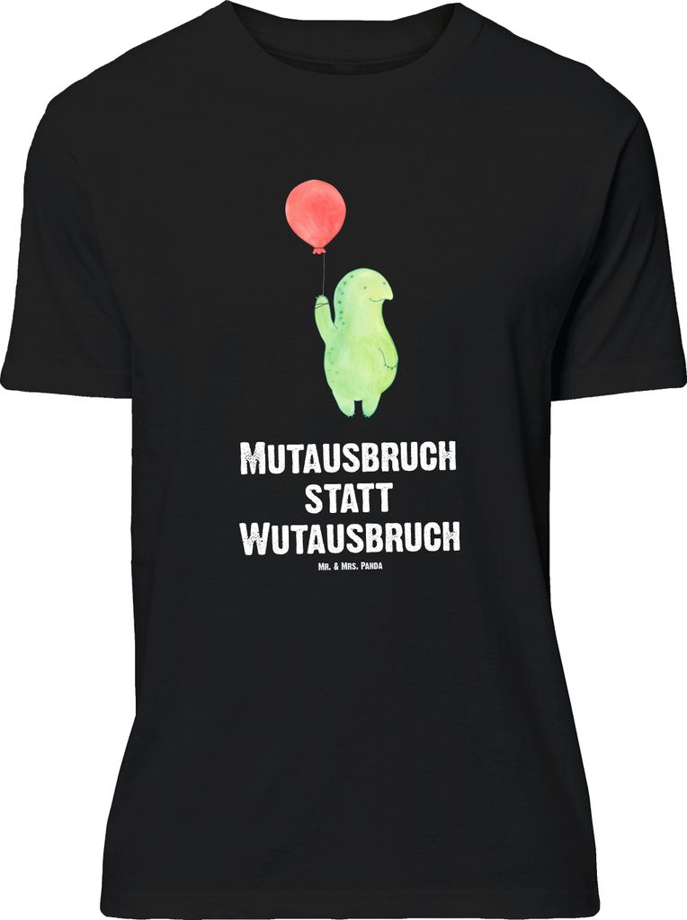 Mr. & Mrs. Panda Größe M T-Shirt Schildkröte Luftballon - Schwarz - Geschenk, Tshirt, Motivationsspruch, Motivation, Herren, Schildkröten, Shir...
