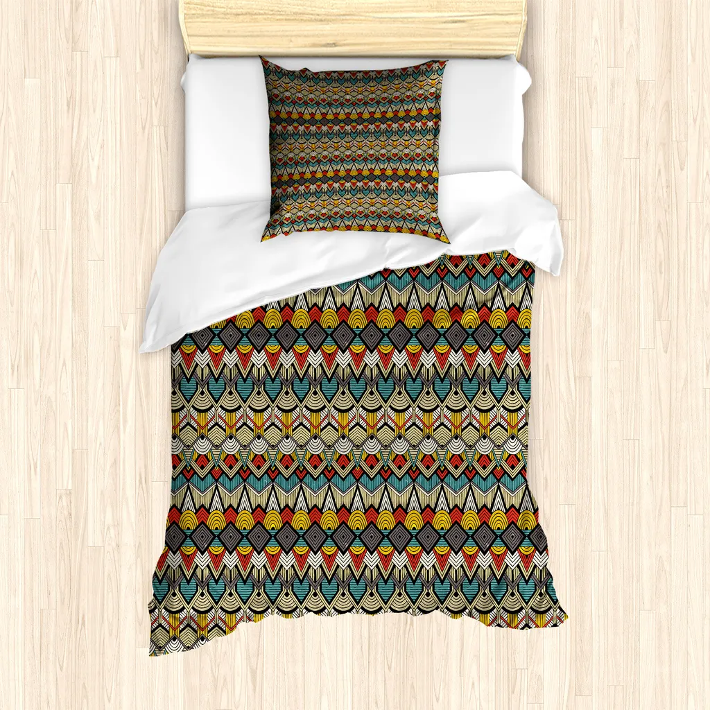 Set Copripiumino Africano ABAKUHAUS 135x200cm Retro Grunge Geometrico