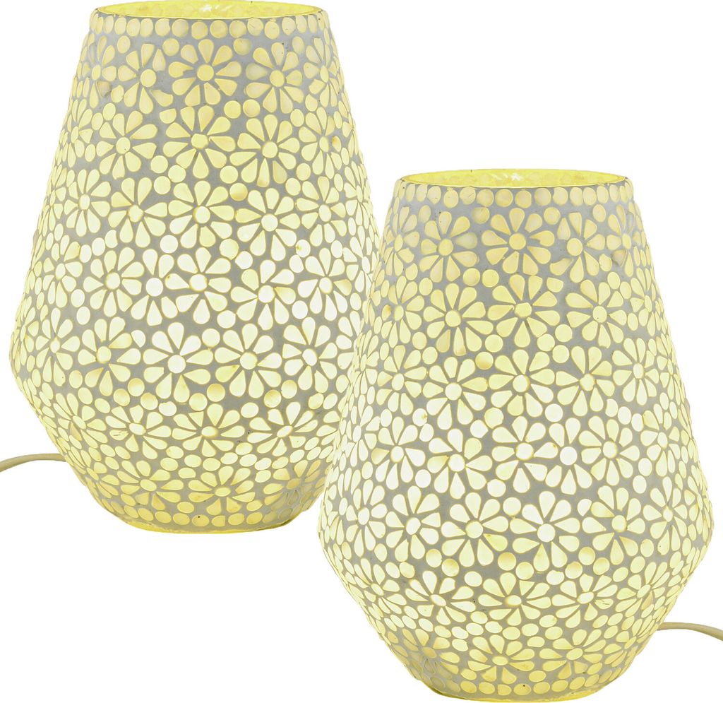 Marrakesch 2er Set Boho Deko Tischlampe Nachttischlampe 24cm groß | Deko Aesthetic Tischleuchte Lampe im Wohnzimmer Schlafzimmer & Kinderzimmer | ...