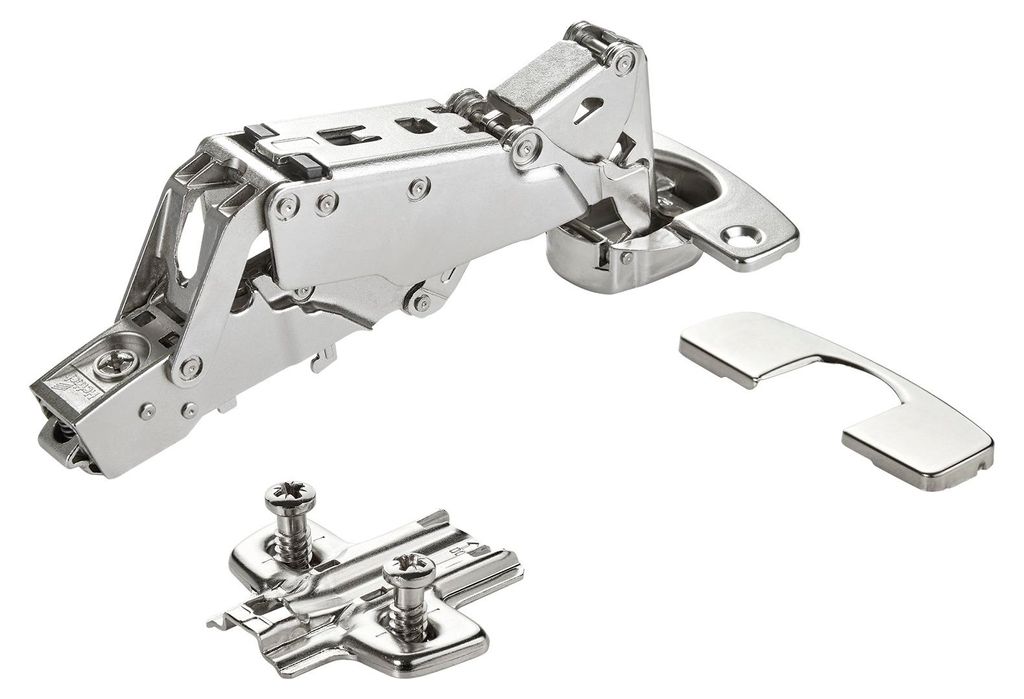 Hettich Topfband Sensys 8657i T52 Eckanschlag 165° – Null-Einsprung, Montageplatte D0 + DBS + Abdeckkappe