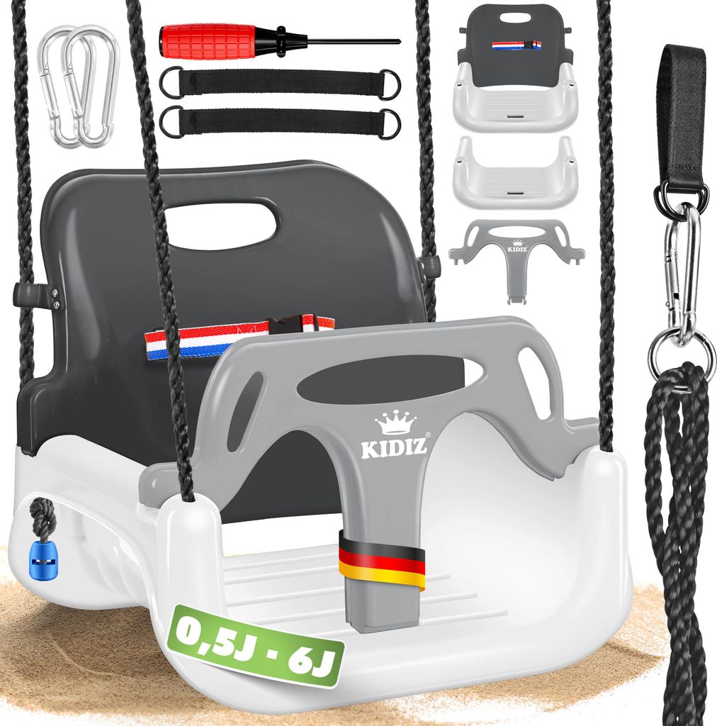 KIDIZ Babyschaukel Kinderschaukel 3 in 1 Babysitz verstellbar Mitwachsend Schaukelsitz Gartenschaukel für Baby Kinder mit Rückenlehne und Ansch...
