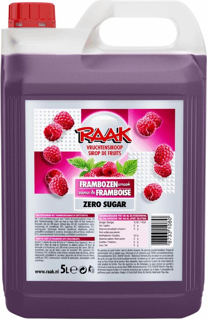 Sirop de fruits Raak Zero Framboise (5 litres) Image du produit 